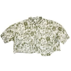 Maison Blanche Nature Print Oversized Cropped Button Up Blouse L/XL